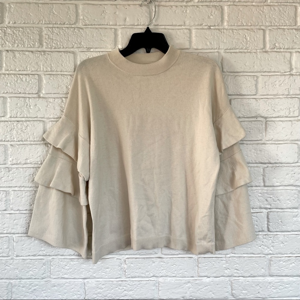 Ivory knit sweater with statement sleeves size small